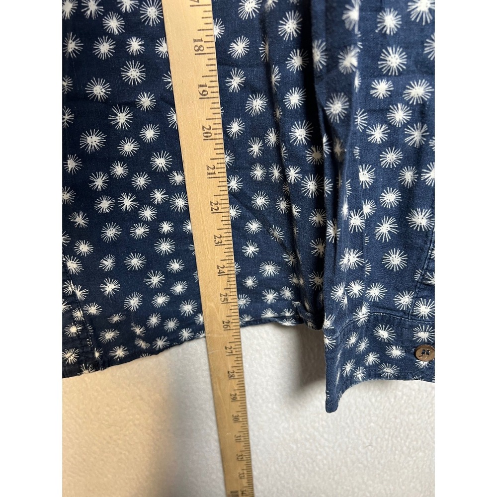Thought Mens Navy Blue Hemp Organic Cotton Sunburst Print Long Sleeve Shirt S - Picture 4 of 13